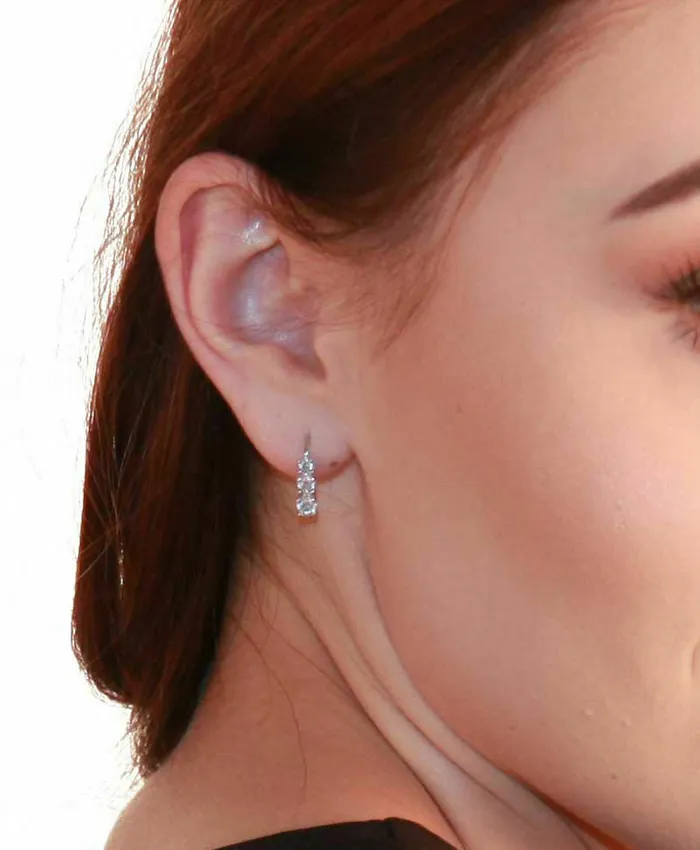 12ct 3 Stone Genuine Diamond Earrings 14K White Gold Goldiacom Earrings