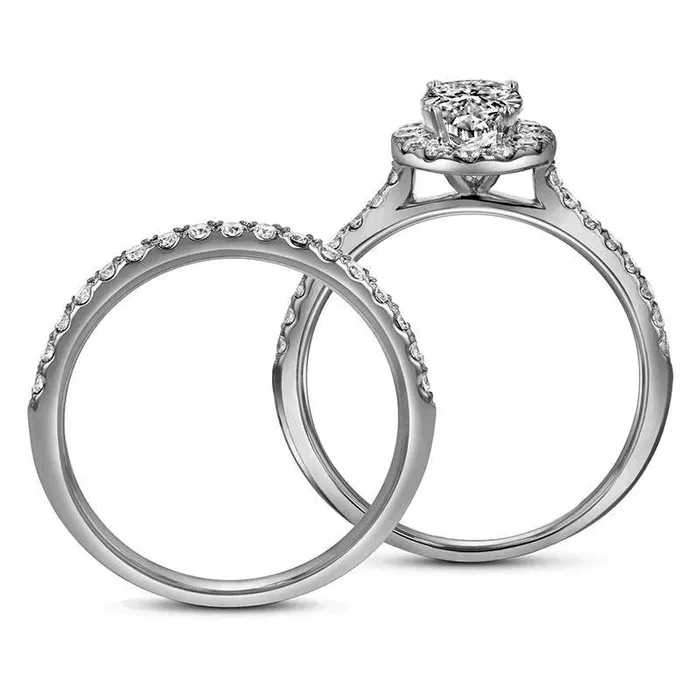 133 CT TW Oval Natural Diamond Frame Bridal Engagement Ring Set in Solid 14K White Gold JSI2 Goldia Rings 133 CT TW Oval Natural Diamond Frame Bridal Engagement Ring Set in Solid 14K White Gold JSI2 Goldia Rings