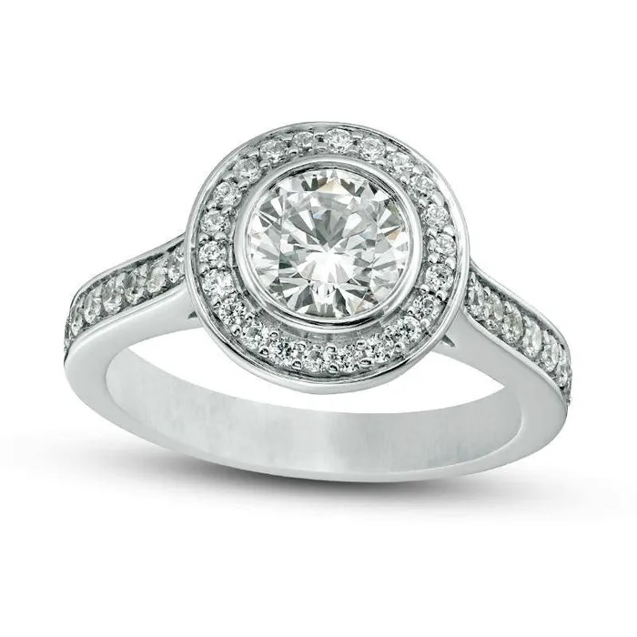 138 CT TW Natural Diamond Frame Engagement Ring in Solid 18K White Gold ISI2 Goldia Rings 138 CT TW Natural Diamond Frame Engagement Ring in Solid 18K White Gold ISI2 Goldia Rings