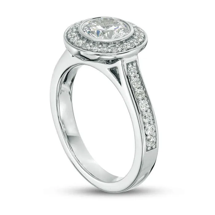 138 CT TW Natural Diamond Frame Engagement Ring in Solid 18K White Gold ISI2 Goldia Rings 138 CT TW Natural Diamond Frame Engagement Ring in Solid 18K White Gold ISI2 Goldia Rings