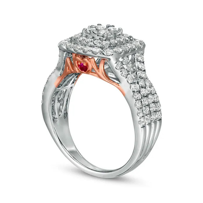 15 CT TW Composite Natural Diamond Cushion Frame MultiRow Engagement Ring in Solid 10K TwoTone Gold Goldia Rings 15 CT TW Composite Natural Diamond Cushion Frame MultiRow Engagement Ring in Solid 10K TwoTone Gold Goldia Rings