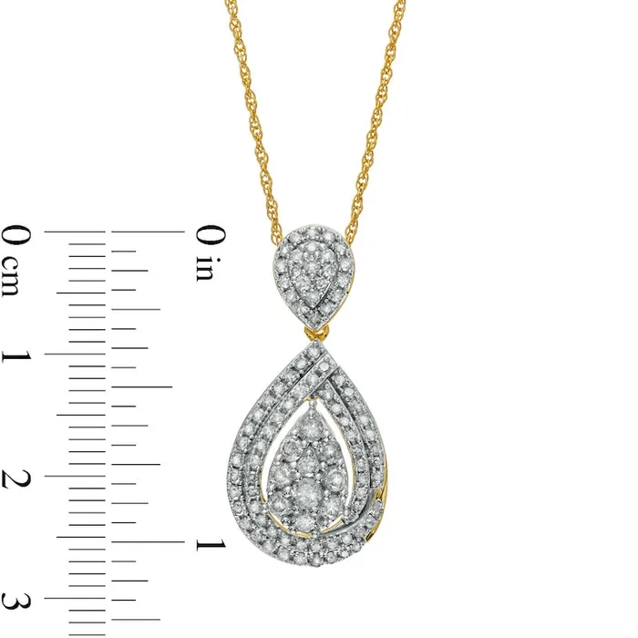 1 CT TW Composite Natural Diamond Teardrop Pendant in 10K Yellow Gold Goldia Necklaces 1 CT TW Composite Natural Diamond Teardrop Pendant in 10K Yellow Gold Goldia Necklaces