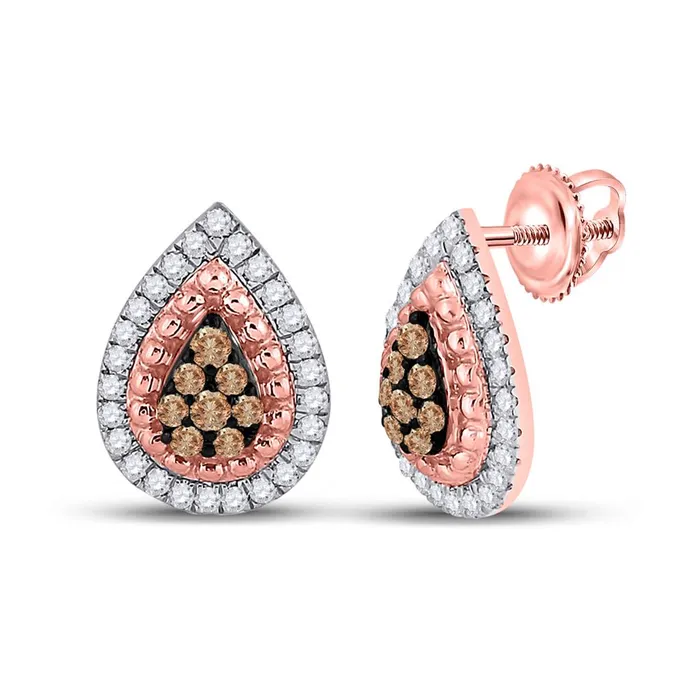 10k Rose Gold Round Brown Diamond Teardrop Earrings 13 Cttw gndatlanta Earrings 10k Rose Gold Round Brown Diamond Teardrop Earrings 13 Cttw gndatlanta Earrings