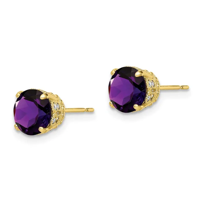 10K Tiara Collection Polished Diamond Amethyst Post Earrings goldiaca Earrings