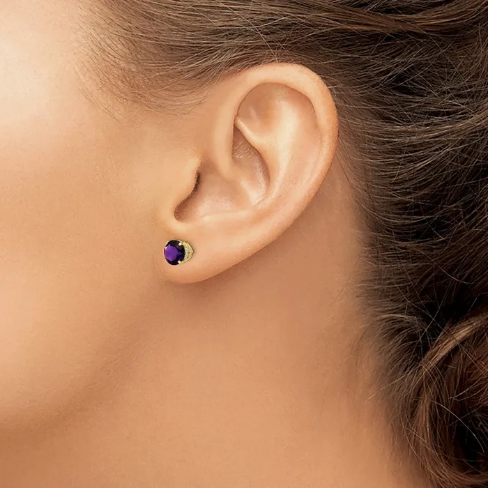 10K Tiara Collection Polished Diamond Amethyst Post Earrings goldiaca Earrings