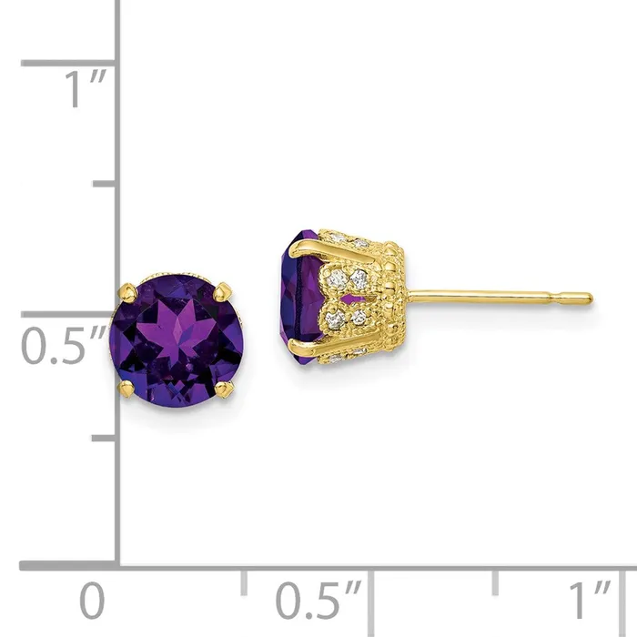 10K Tiara Collection Polished Diamond Amethyst Post Earrings goldiaca Earrings