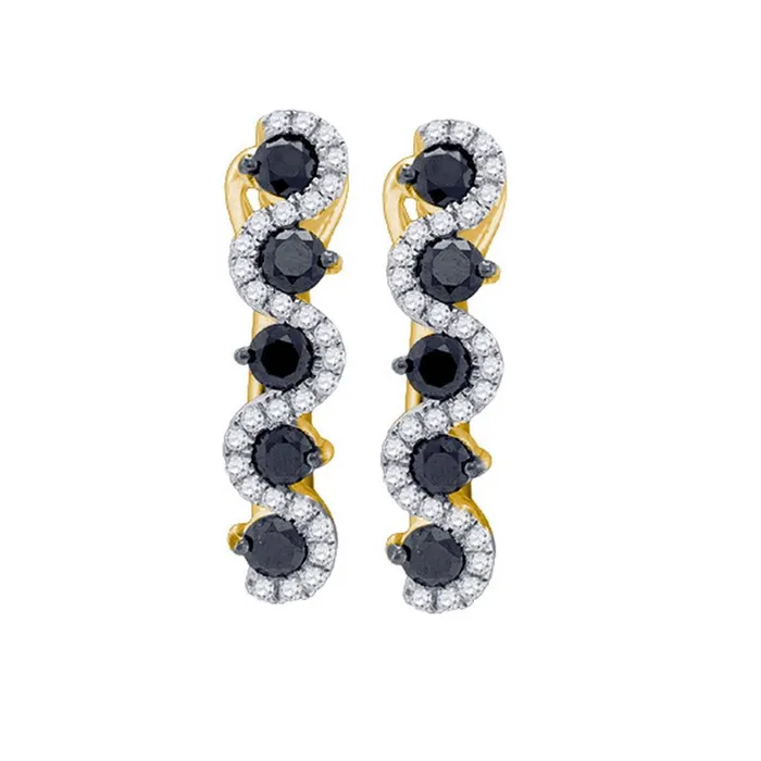 10k Yellow Gold Round Black Diamond Hoop Earrings 1 Cttw gndatlanta Earrings 10k Yellow Gold Round Black Diamond Hoop Earrings 1 Cttw gndatlanta Earrings