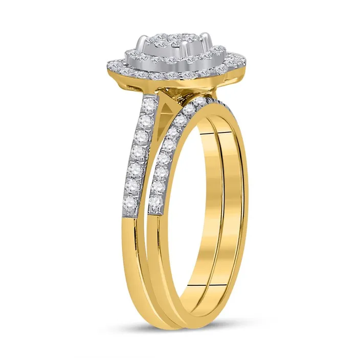 10k Yellow Gold Round Diamond Heart Bridal Wedding Ring Set 58 Cttw gndatlanta Rings