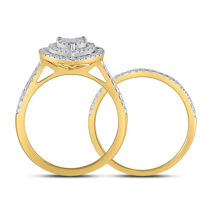 10k Yellow Gold Round Diamond Heart Bridal Wedding Ring Set 58 Cttw gndatlanta Rings