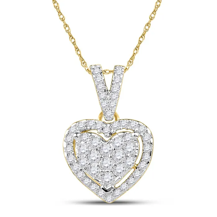 10k Yellow Gold Round Diamond Heart Pendant 15 Cttw gndatlanta Necklaces 10k Yellow Gold Round Diamond Heart Pendant 15 Cttw gndatlanta Necklaces