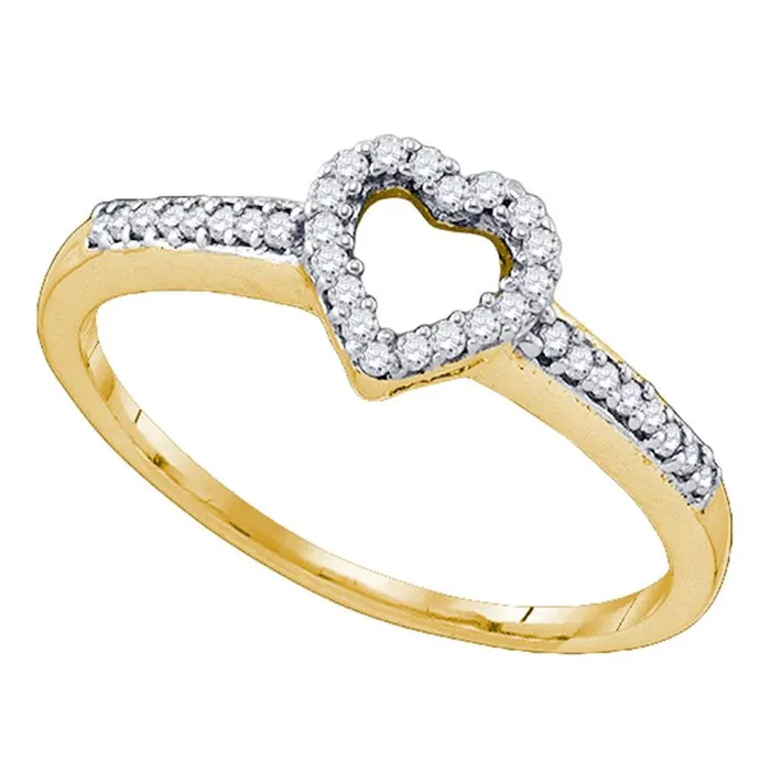 10k Yellow Gold Round Diamond Heart Ring 16 Cttw gndatlanta Rings