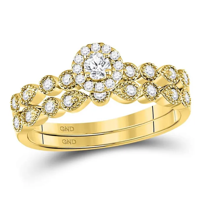 10k Yellow Gold Round Diamond Stackable Bridal Wedding Ring Set 13 Cttw gndatlanta Rings 10k Yellow Gold Round Diamond Stackable Bridal Wedding Ring Set 13 Cttw gndatlanta Rings