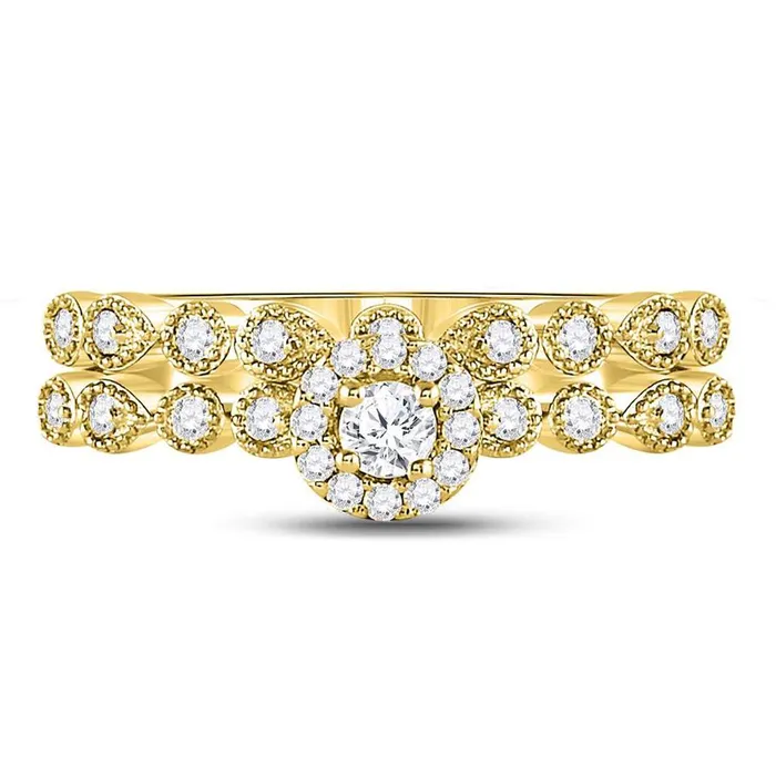 10k Yellow Gold Round Diamond Stackable Bridal Wedding Ring Set 13 Cttw gndatlanta Rings