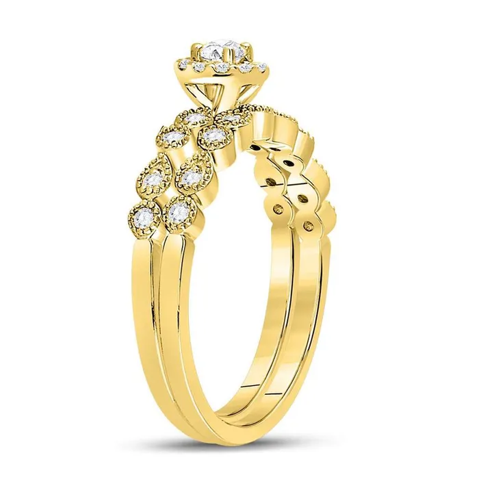 10k Yellow Gold Round Diamond Stackable Bridal Wedding Ring Set 13 Cttw gndatlanta Rings