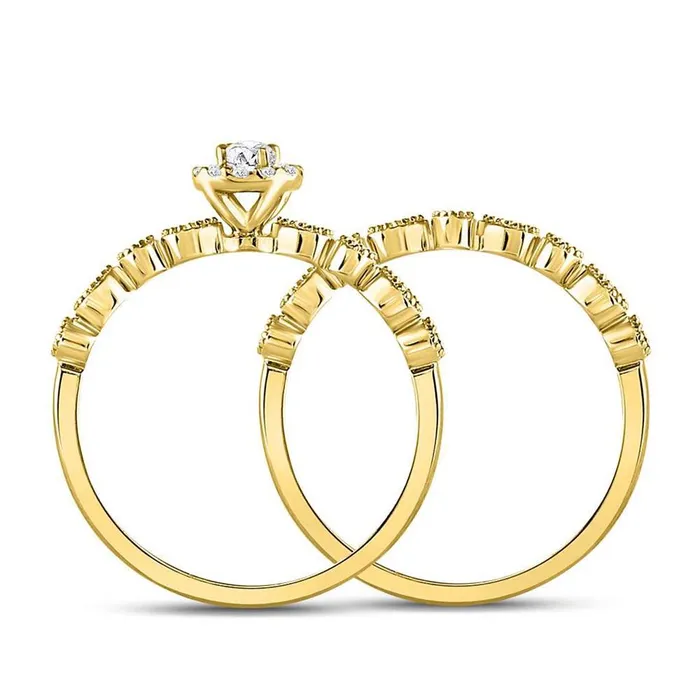 10k Yellow Gold Round Diamond Stackable Bridal Wedding Ring Set 13 Cttw gndatlanta Rings
