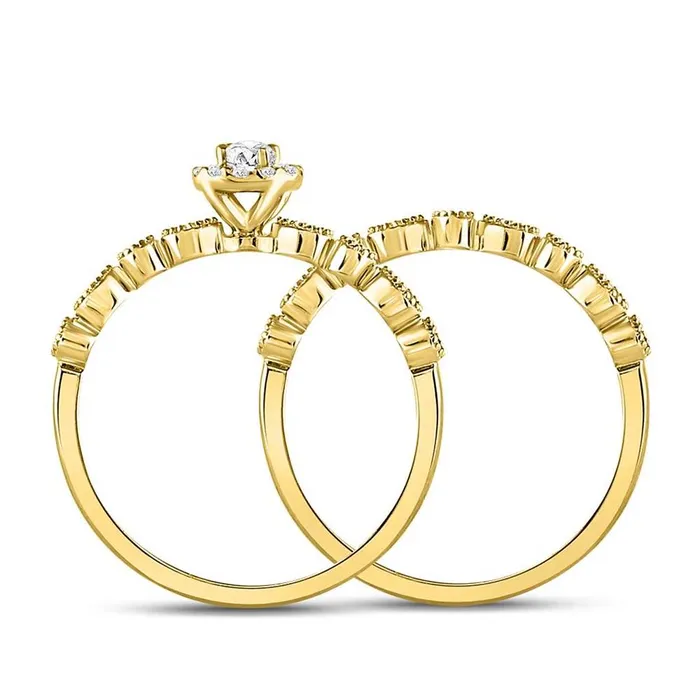 10k Yellow Gold Round Diamond Stackable Bridal Wedding Ring Set 13 Cttw gndatlanta Rings