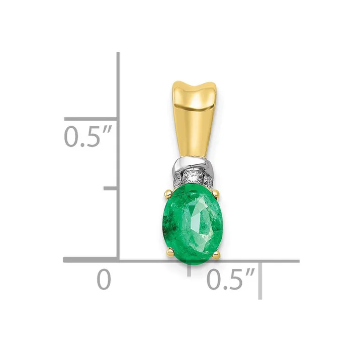 10k Yellow Gold wRhodium Real Diamond and Oval Emerald Pendant Goldia Necklaces