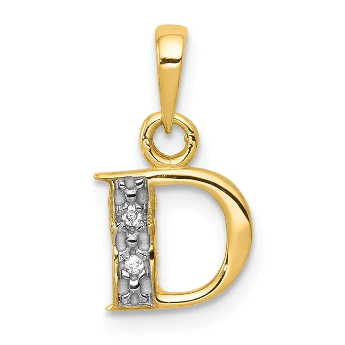14k and Rhodium Polished 01ct Diamond Initial D Pendant Goldiacom Necklaces