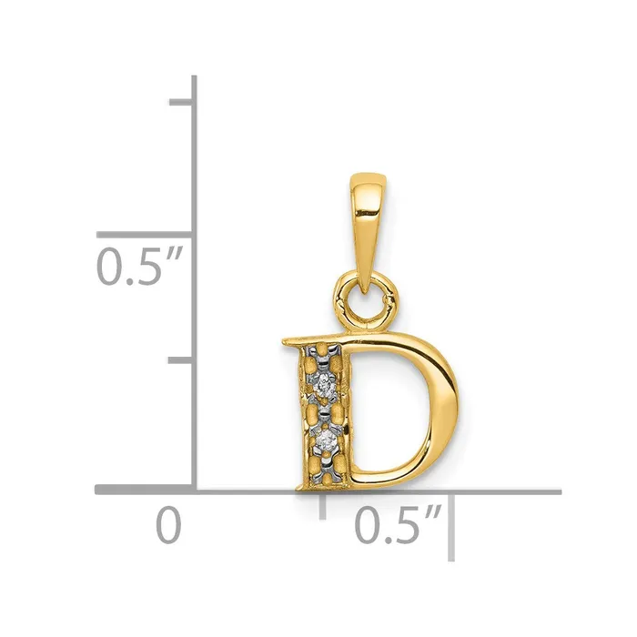 14k and Rhodium Polished 01ct Diamond Initial D Pendant Goldiacom Necklaces