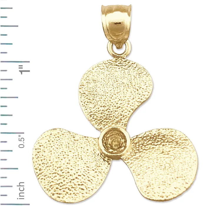 14K Gold 26MM 3D Propeller Pendant Goldia Necklaces