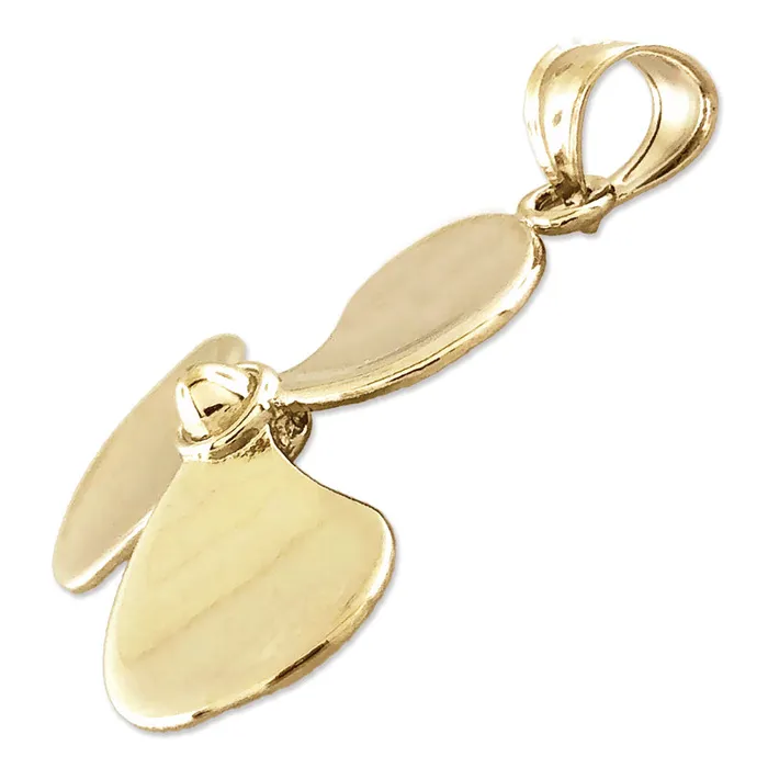 14K Gold 26MM 3D Propeller Pendant Goldia Necklaces