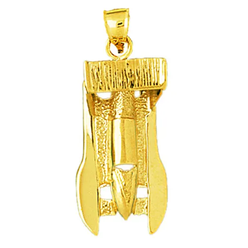 14K Gold 3D Racing Boat Pendant Goldia Necklaces
