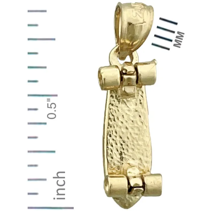 14K Gold 3D Skateboard Charm Goldia Charm Necklaces