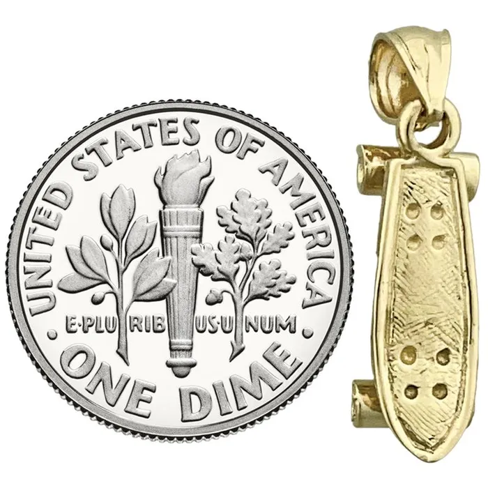 14K Gold 3D Skateboard Charm Goldia Charm Necklaces