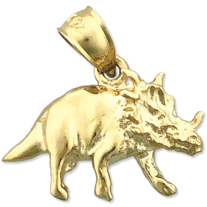 14K Gold Prehistoric Triceratops Charm Goldia Charm Necklaces