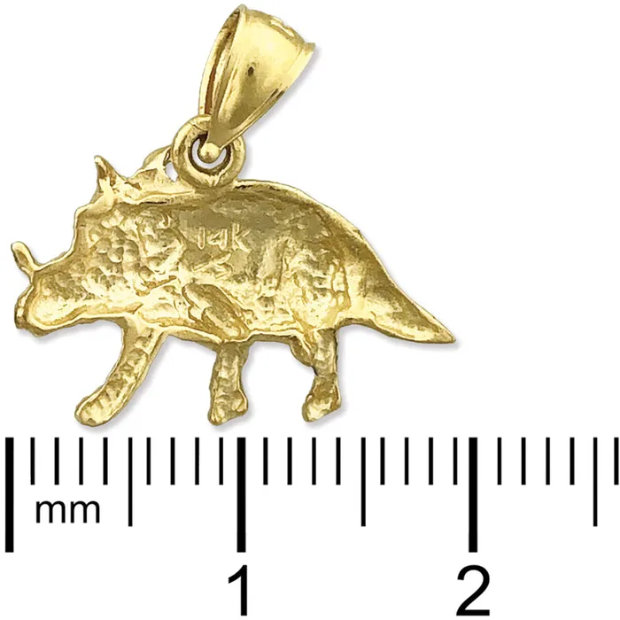 14K Gold Prehistoric Triceratops Charm Goldia Charm Necklaces