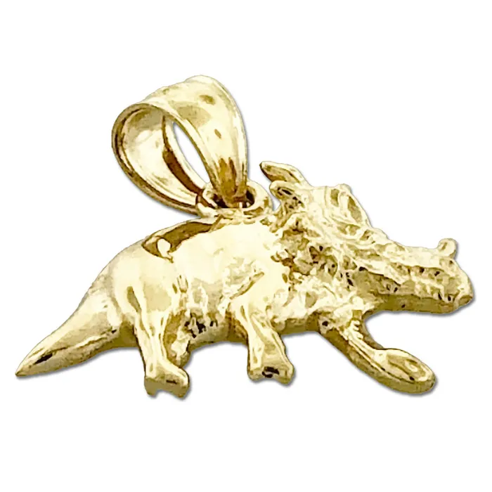 14K Gold Prehistoric Triceratops Charm Goldia Charm Necklaces