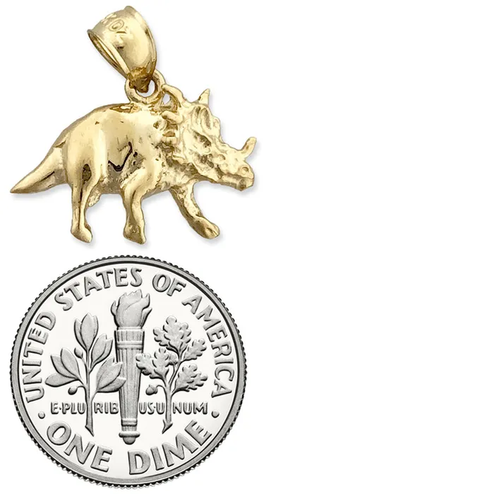 14K Gold Prehistoric Triceratops Charm Goldia Charm Necklaces