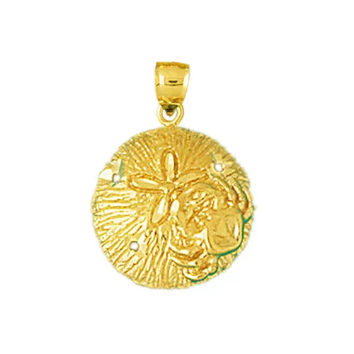 14K Gold Sand Dollar With Crab Accent Charm Goldia Charm Necklaces