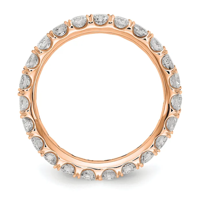 14k Rose Gold 2 Ct Lab Grown Diamond VSSI G Shared Prong Eternity Band Ring Goldia Rings