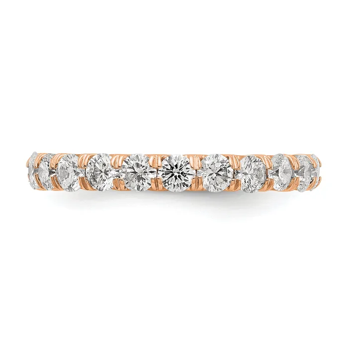 14k Rose Gold 2 Ct Lab Grown Diamond VSSI G Shared Prong Eternity Band Ring Goldia Rings