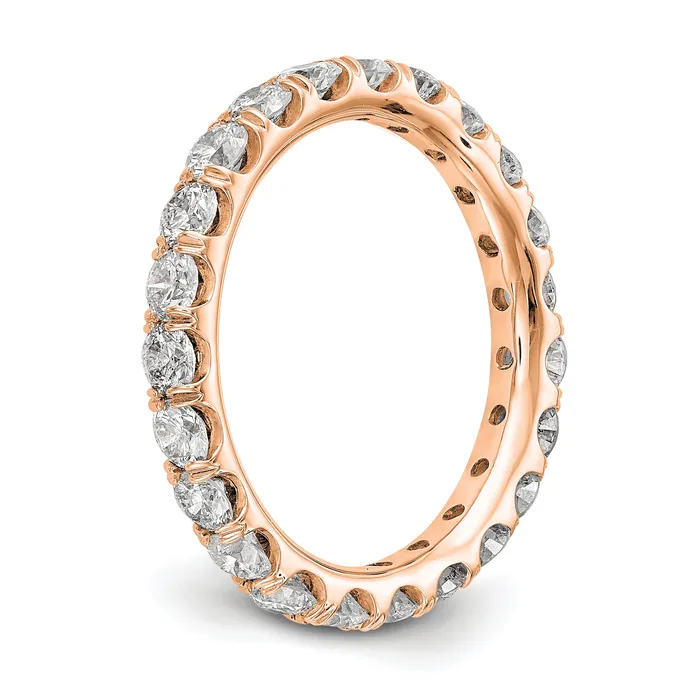 14k Rose Gold 2 Ct Lab Grown Diamond VSSI G Shared Prong Eternity Band Ring Goldia Rings