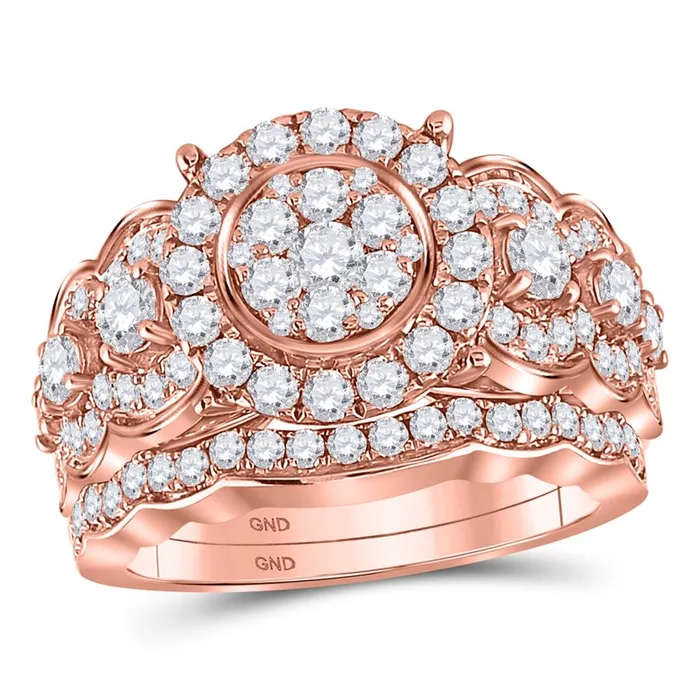 14k Rose Gold Round Diamond Vintage Bridal Wedding Ring Set 2 Ctw gndatlanta Rings 14k Rose Gold Round Diamond Vintage Bridal Wedding Ring Set 2 Ctw gndatlanta Rings