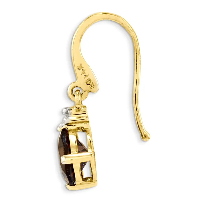 14k Smok Yellow Gold Quartz u0026 Real Diamond Dangle Earrings Goldia Earrings