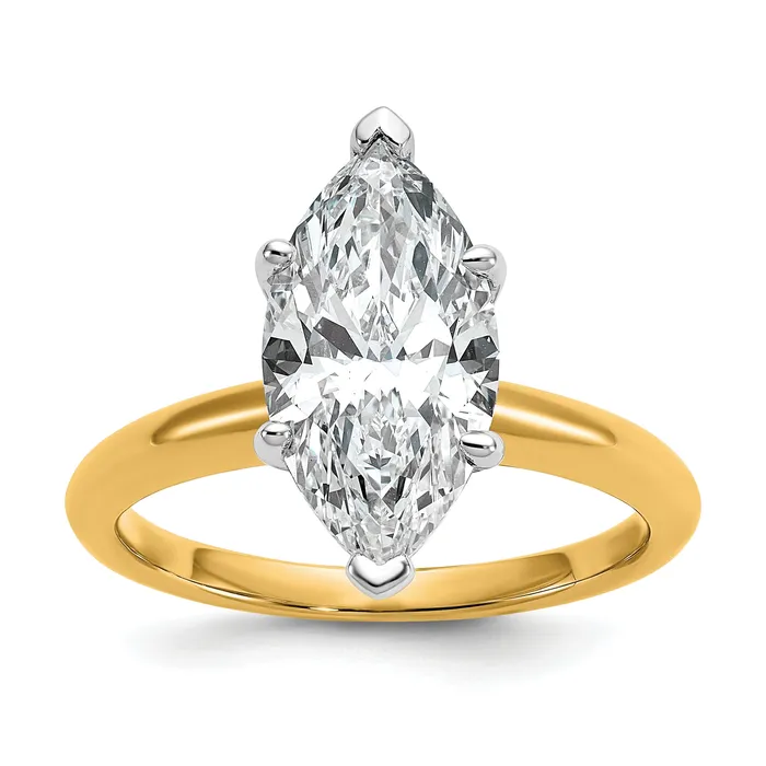 14k TwoTone 3 Ct Lab Grown Diamond VSSI G Marquise Solitaire Engagement Ring Goldia Rings