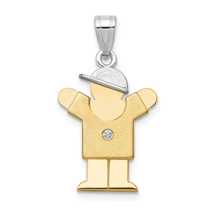 14k Two tone AA Diamond kid pendant Goldiacom Rings