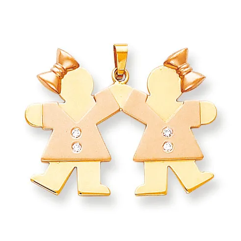 14k Two tone AAA Diamond kid pendant goldiaca Rings