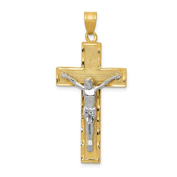 14k Twotone Gold Diamond Cut Crucifix Pendant Goldia Rings