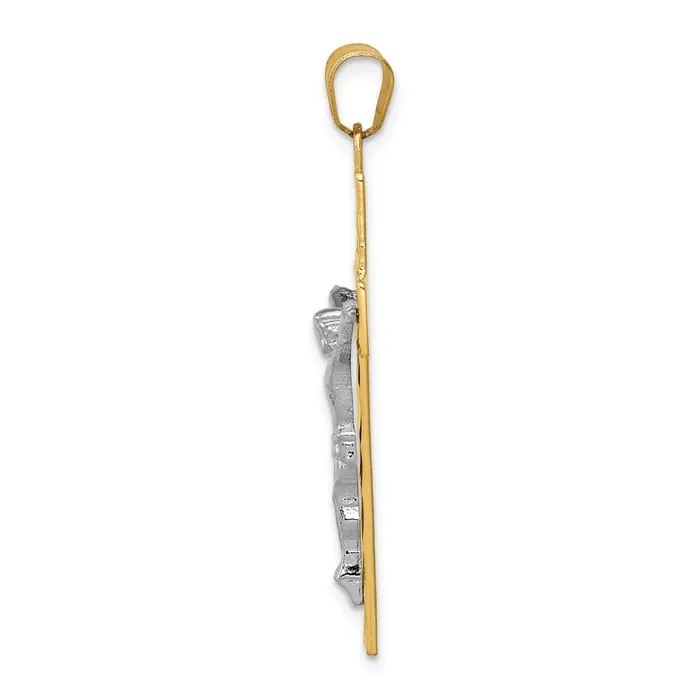 14k Twotone Gold Diamond Cut Crucifix Pendant Goldia Rings