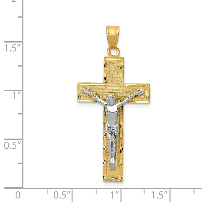 14k Twotone Gold Diamond Cut Crucifix Pendant Goldia Rings