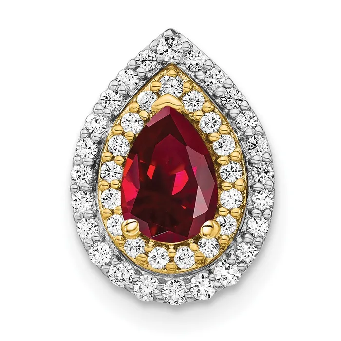 14k TwoTone Gold Lab Grown Real Diamond u0026 Created Ruby Pendant Goldia Rings