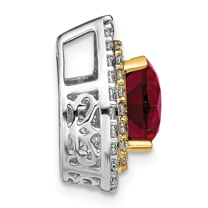 14k TwoTone Gold Lab Grown Real Diamond u0026 Created Ruby Pendant Goldia Rings