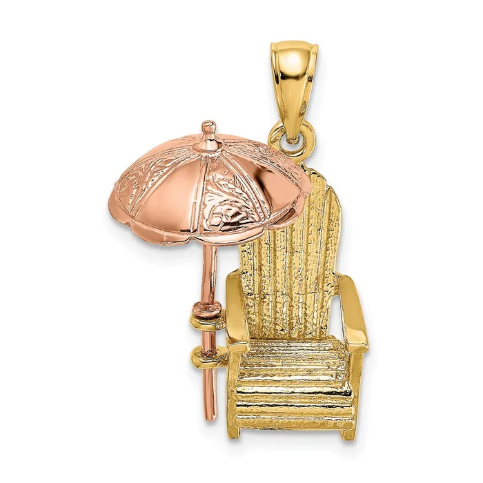 14k Twotone Gold Rose and Yellow Gold 3D Beach Chair wUmbrella Charm Goldia Rings 14k Twotone Gold Rose and Yellow Gold 3D Beach Chair wUmbrella Charm Goldia Rings