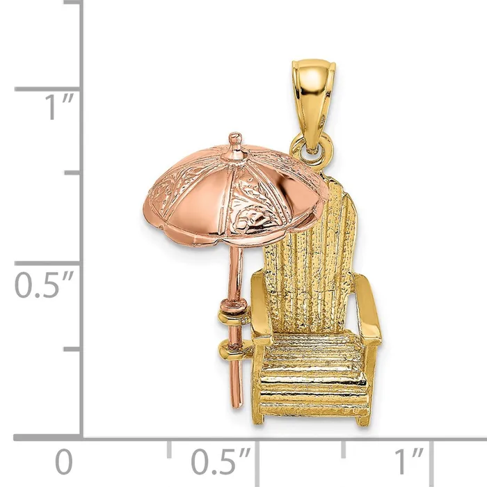 14k Twotone Gold Rose and Yellow Gold 3D Beach Chair wUmbrella Charm Goldia Rings