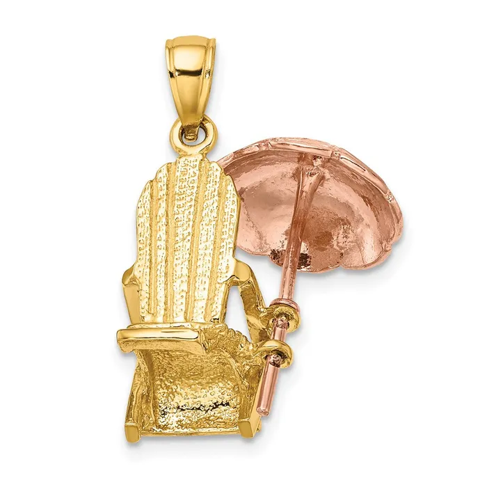 14k Twotone Gold Rose and Yellow Gold 3D Beach Chair wUmbrella Charm Goldia Rings