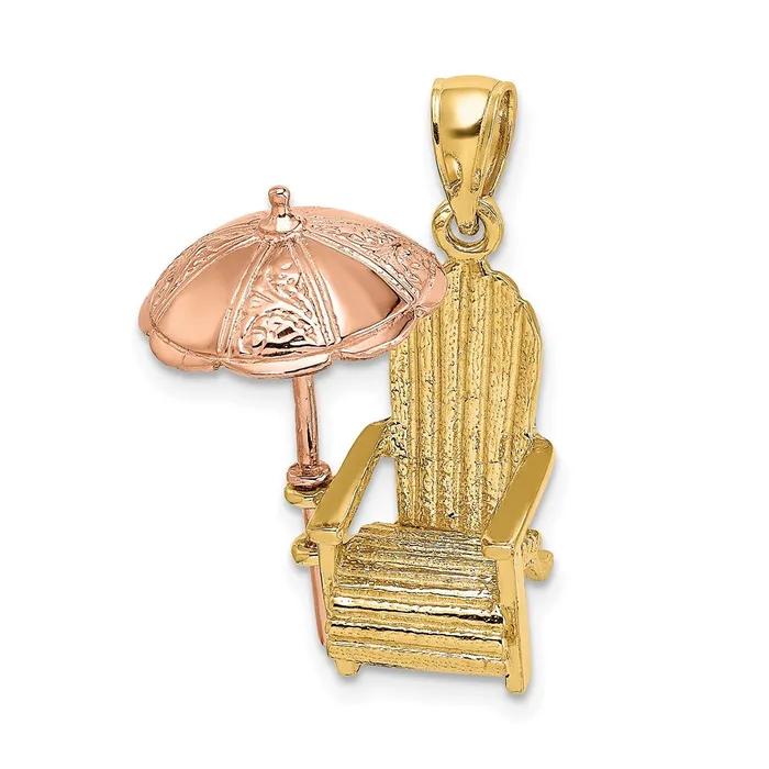14k Twotone Gold Rose and Yellow Gold 3D Beach Chair wUmbrella Charm Goldia Rings
